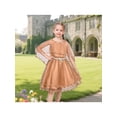 thumbnail image 4 of Sunny Fashion Flower Girls Dress Tulle Spaghetti Strap Pearl Ruffle Hem Formal Ball Gown Brown 6 Years, 4 of 8