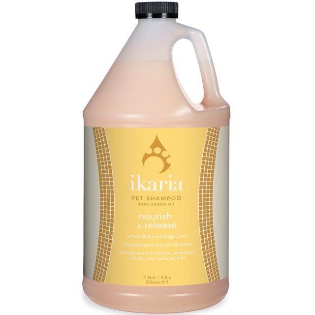 Champú para mascotas Ikaria Nourish & Release con aceite de argán Galón