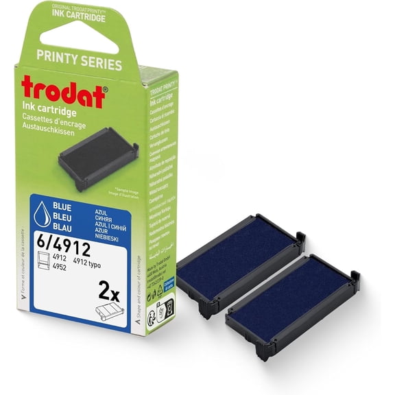 Trodat Replacement Ink Pads, Printy 4912 Stamp, 2 pack, Blue