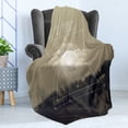 thumbnail image 4 of Indie Soft Flannel Fleece Throw Blanket, Life Is Perfect Inspirational Geometric Triangles Cityscape Clouds Earth, Cozy Plush for Indoor and Outdoor Use, 60" x 80", Tan Dark Taupe White, by Ambesonne, 4 of 5