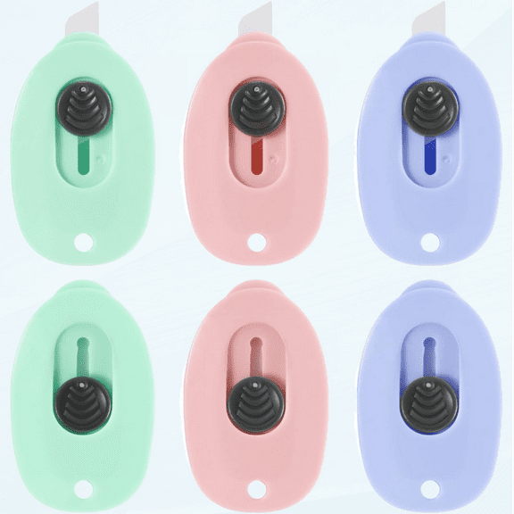 Mini Ceramic Box Cutter, 6pcs Package And Box Opener, Retractable Safety Cutters, Small Utility Knife Ceramic Blades with Keychain Hole