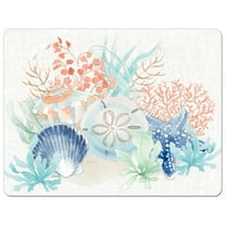 Cut N' Funnel "Sea Plants & Shells" Designer Flexible Plastic Cutting Board Mat 15" x 11.5"