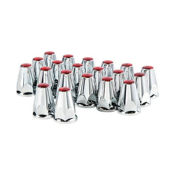United Pacific 10071 Wheel Lug Nut Cover Set   33mm X 2  3/4", Red
