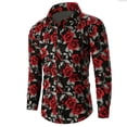thumbnail image 2 of Camisa informal novedosa con estampado de rosas para hombre, con estampado de San Valentín, para uso diario, con solapa, manga larga, color rojo, tallas S a 5XL, envío rápido, 2 of 5