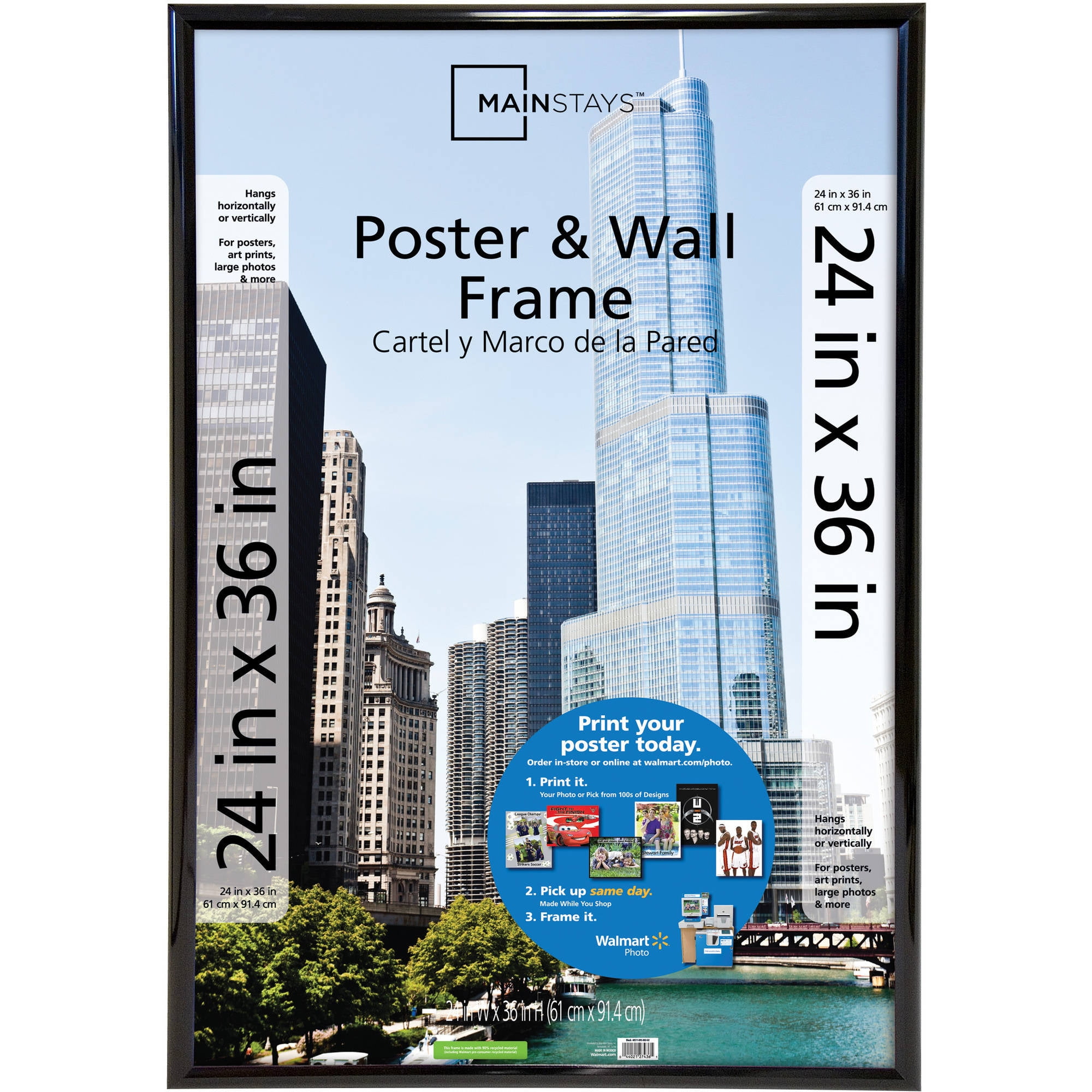 Mainstays 24x36 Trendsetter Poster And Picture Frame Black Walmart 
