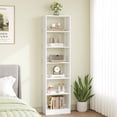 thumbnail image 5 of Hzuaneri 6-Tier Bookcase, Narrow Bookshelf, Skinny Display Bookcase with Cube Storage, Adjustable Shelves for Living Room, Office, Study, Bedroom, White, 9.4 x 19.7x 72 inch, 5 of 7