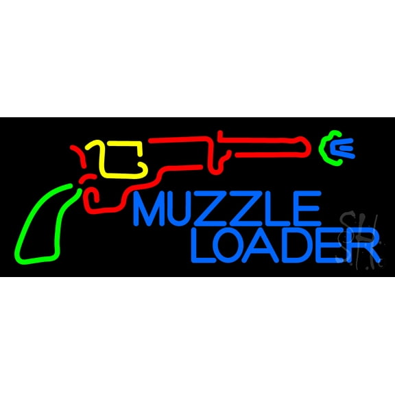 Muzzle Loader LED Neon Sign 13 x 32 - inches, Black Square Cut Acrylic Backing, with Dimmer - Bright and Premium built indoor LED Neon Sign for Defence Force.