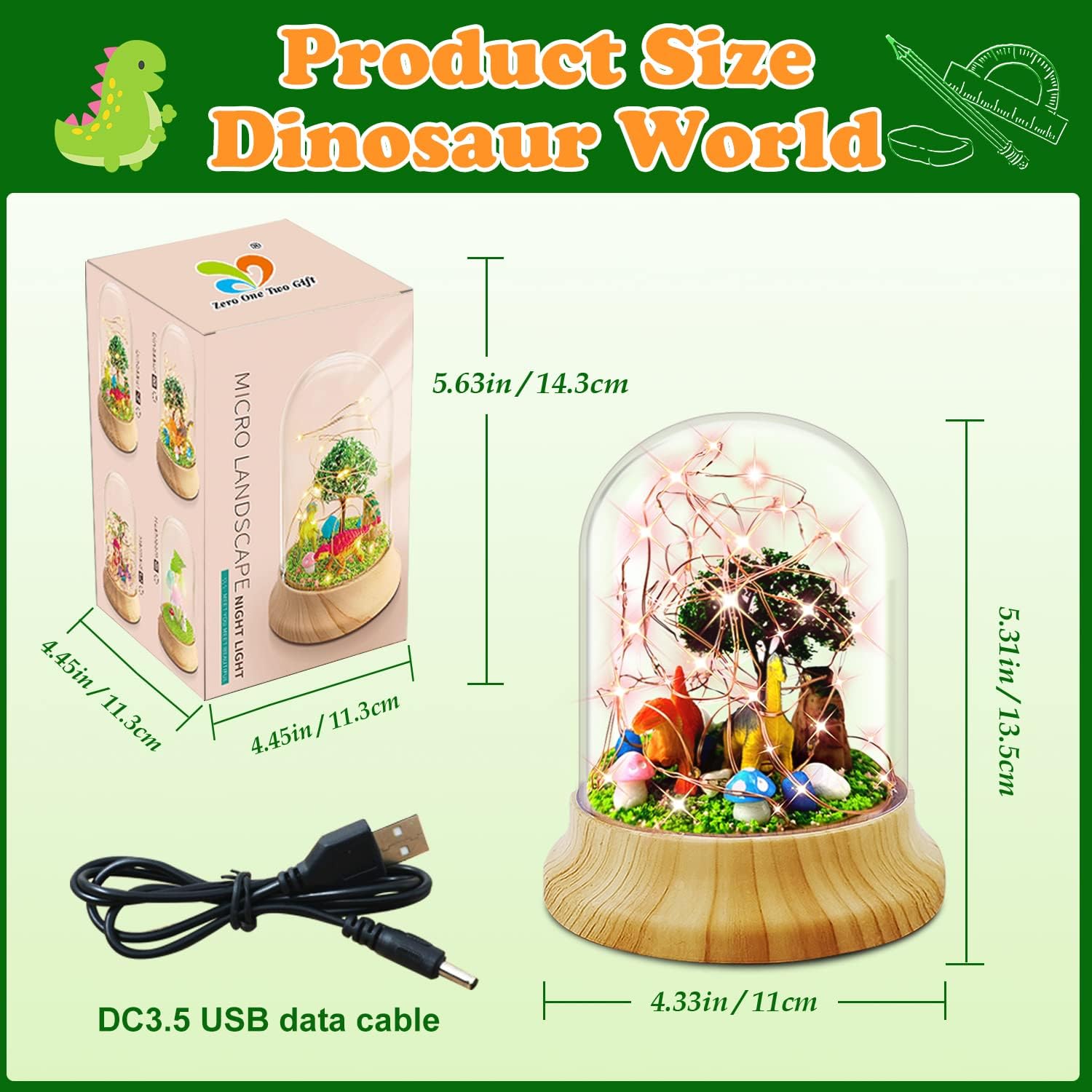 KOMI Make Your Own Dinosaur Night Light, Dinosaur Toys for Kids, Dinosaur Craft Kit, DIY Arts and Crafts Lamp Project for Girls(USB Upgrade Edition), Gifts for 4 5 6 7 8 9 10 Year Old Kids