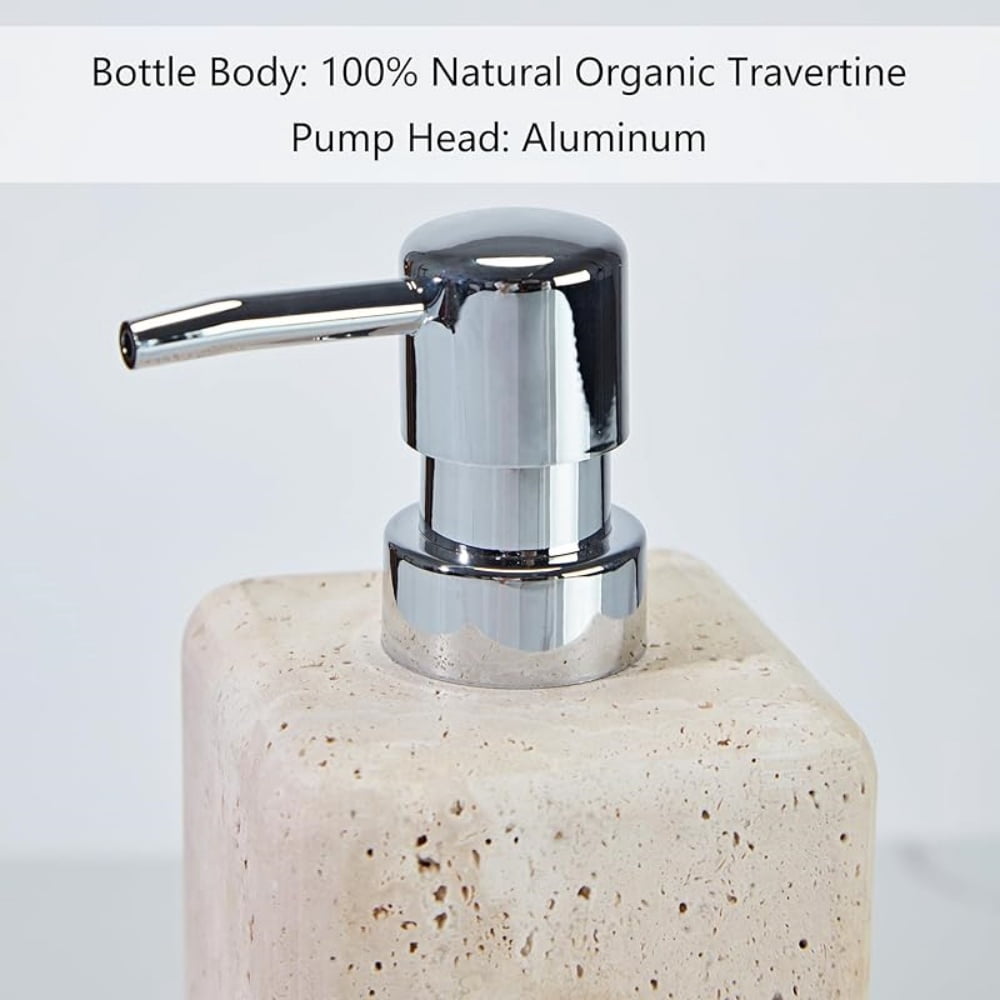 VioraX Indoor Travertine Solid Soap Pump Apricot Bottle 5.29 Oz Free Standing Residential Soap & Lotion Dispensers