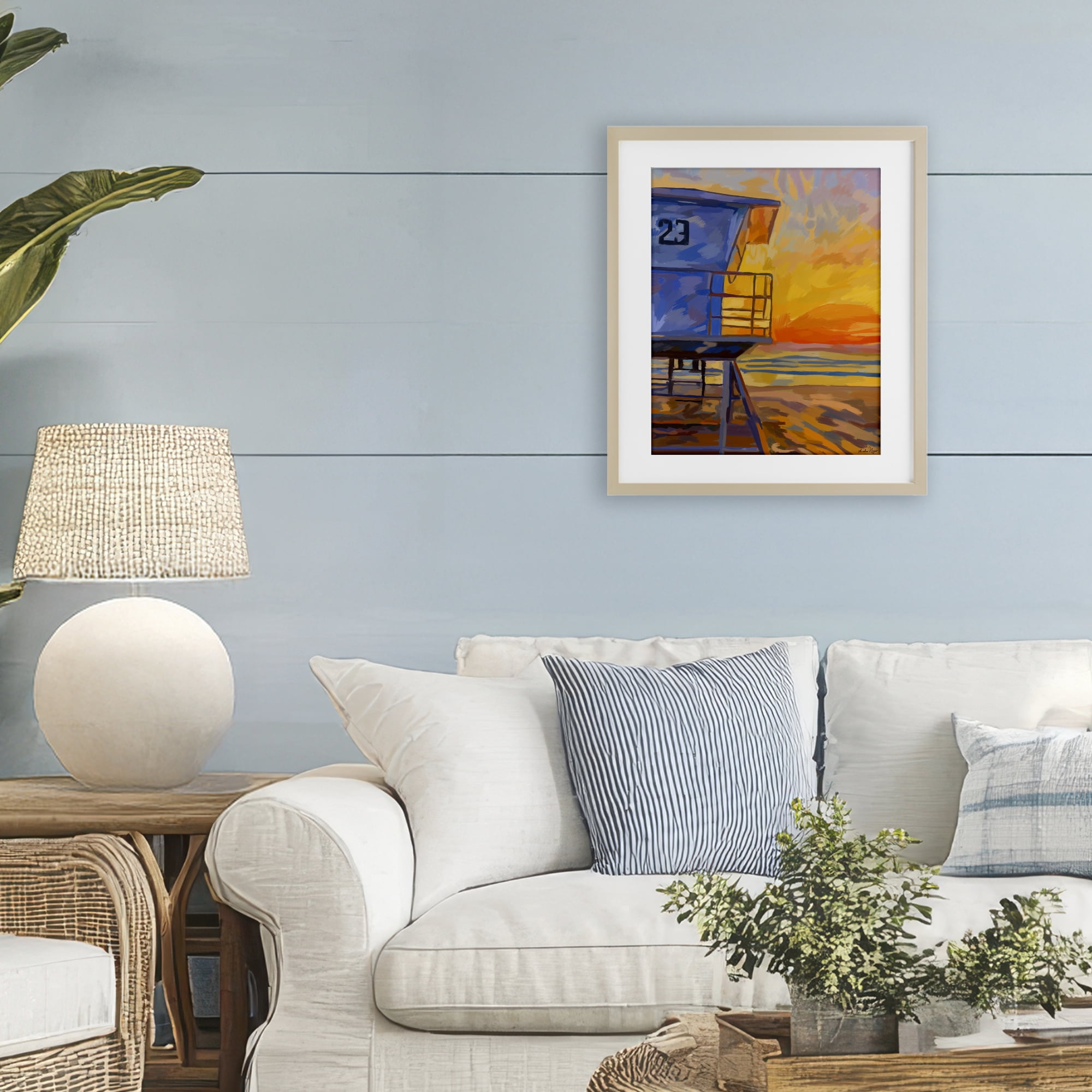 Stupell Industries Lifeguard Stand Sunset Birch Framed Print Under Glass, design by Amelia Noyes