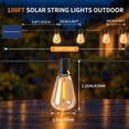 thumbnail image 3 of LEACUBER 100FT Solar String Lights Outdoor Waterproof, 8 Light Modes, Remote Dimmable & Timer, LED Shatterproof ST38 Bulbs, USB & Solar Powered for Backyard, Garden, Camping & Christmas Decor, 3 of 14