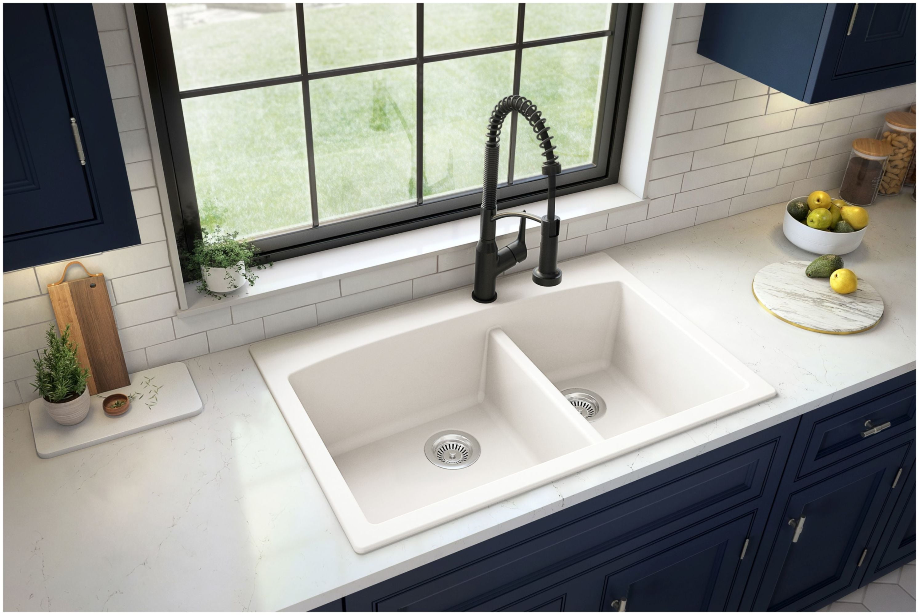 Karran Usa QT-711-BL Quartz Qt 33" Drop In Double Basin Quartz Composite Kitchen Sink -