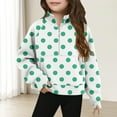 thumbnail image 2 of CLOISE Kids Sweatshirts for Girls Boys Youth Long Sleeve Collared Zip up Tops Polka Dot with Thumb Hole Casual Fashion Fall Winter Clothes Green 11T, 2 of 5