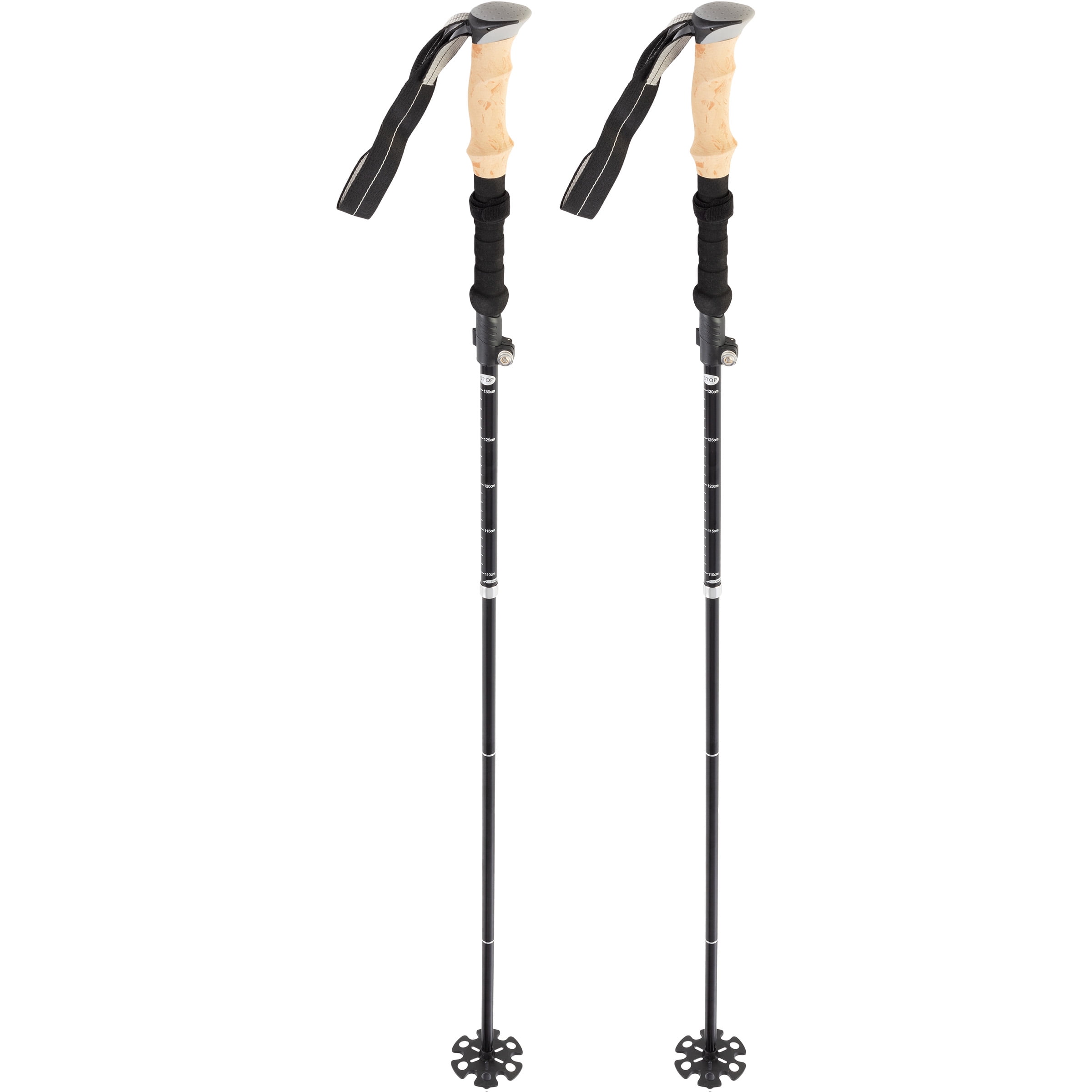 Wakeman Outdoors Lightweight Hiking Trekking Poles, Foldable Walking Sticks, Adjustable Height, 2-Pack, Black