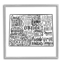 Stupell Industries Colorado Cities Typography State Shape Graphic Art Gray Framed Art Print Wall Art, Design by The Saturday Evening Post
