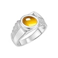 thumbnail image 3 of RYLOS Men's Rings Sterling Silver Cabochone Gemstone & Diamond Designer Citrine Rings For Men Size 9, 3 of 7