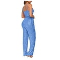 thumbnail image 6 of Lenpel Women's Sequin Jumpsuits Sparkly Sleeveless Wrap V Neck Spaghetti Strap Belted Straight Leg Rompers Glitter Party Club Outfits, 6 of 6