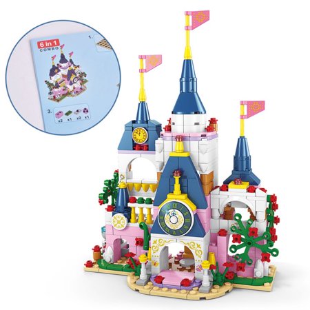 Fun Little Toys Princess Castle Building Blocks 447 Pcs Girs Pink Building Bricks Educational Learning Toys Set Gift for Girls Castle Building Set  Castle Toys for Girls  Stocking Stuffer for Kids