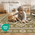 thumbnail image 4 of ODIKA 4'x6' Green Blue Avocado Floral Medallion Washable Area Rug Intricate Pattern with Classic Elegance Non-Slip, Chair-Friendly, Flatwoven for Home Office, Under Desk, 4 of 7