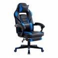 thumbnail image 1 of Garvee Chaise Gaming, Repose-Pieds Rétractable, Soutien Lombaire et Appuie-Tête Réglables, Noir et Bleu, 1 of 8