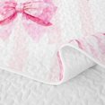 thumbnail image 5 of Manfei Pink Stripe Bow Bed Spread Queen, Cute Romantic Queen Coverlet Set for Girls Women, 3-Piece, 5 of 7