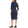 thumbnail image 3 of INSPIRE CHIC Allegra K Work Office Dress for Women's 3/4 Sleeve Belted Sweetheart Neck Sheath Dress XS Dark Blue, 3 of 5