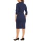 thumbnail image 3 of Vestido de oficina Allegra K Inspire Chic para mujer, con mangas 3/4, cinturón, escote corazón, vestido ajustado, tamaño M, azul oscuro, 3 of 5