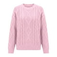 thumbnail image 4 of Fiaer Womens Sweater Plus Size Knitted Pullover Crew Neck Long Sleeve Solid Warm Thermal Fashion Tops Pink XS, 4 of 4