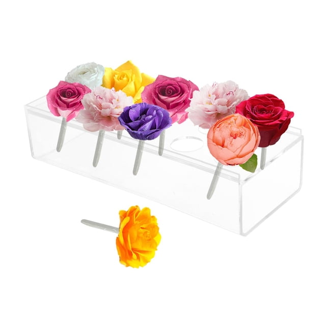Florero de acrílico transparente Arreglos florales rectangulares Centro de mesa decorativo para boda Mesa de comedor Florero para decoración del hogar , 10 hoyos BLESIY florero de acrílico