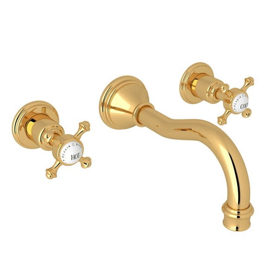Rohl U.3794X/To-2 Georgian Era 1.2 GPM Wall Mounted Widespread Bathroom Faucet - Gold