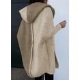 thumbnail image 5 of SHEWIN Hooded Cardigans Sweaters for Women Oversized Long Sleeve Color Block Patchwork Outerwear Coat Brown S-2XL, 5 of 9