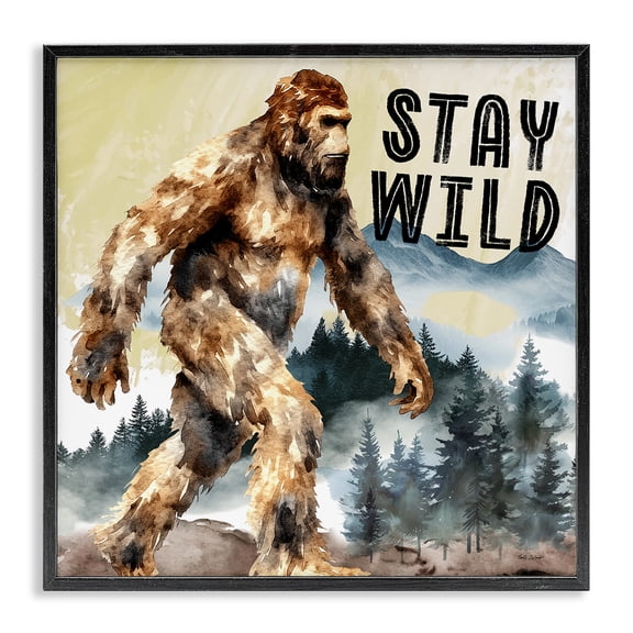 Stupell Industries Eclectic Stay Wild with Mythical Monster Black Framed Giclee Art, 12 x 12, by Nicole DeCamp
