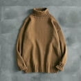 thumbnail image 2 of TFEOQRY Men's Turtleneck Sweater Long Sleeve Pullover Solid Knitted Sweater Fall Winter Warm Casual Tops Brown, 2 of 4