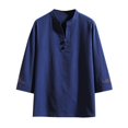thumbnail image 1 of Camisas De CompresióN Para Hombre Camiseta de manga larga con botones de manga larga para primavera y otoño para hombre, camiseta de manga de Color sólido (Blue, XL), 1 of 4