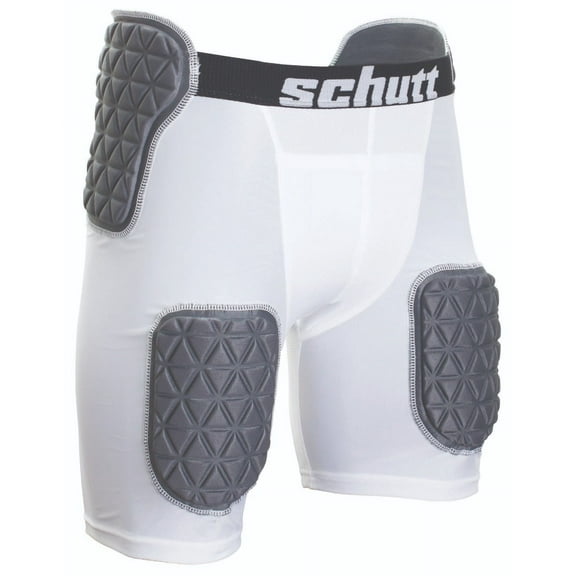 Schutt Protech All-In-One 5-Pad Adult Integrated Football Girdle, Size Medium, White