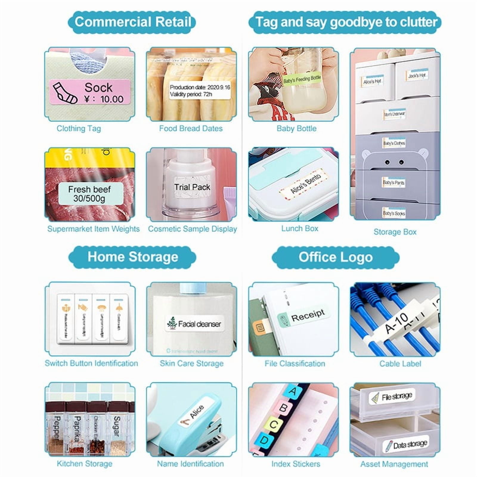 B1 Label Printer Portable Handheld Thermal Mini Barcode QR Code Sticker Sticky Note Rolls Maker ,Fast-Drying Ink with Crisp Output