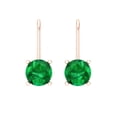 thumbnail image 3 of 2Ct Round Cut Green Emerald Hoop Lever Back Lab Created Earrings 14k Rose Gold Plated Silver, 3 of 4