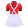 thumbnail image 4 of YiZYiF Enfants Filles Chocolat Soubrette Uniforme Travailleur d'Usine Faux Manches Courtes Bretelles en X Tutu Robe de Danse Rouge 10, 4 of 5