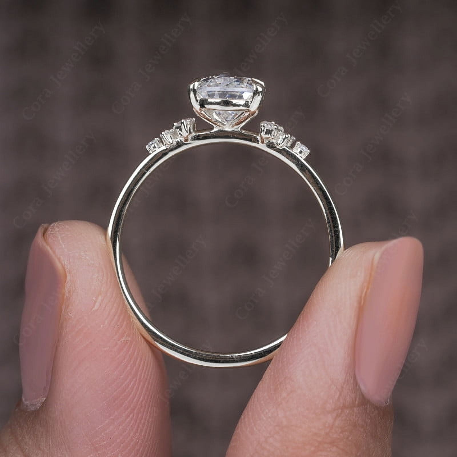 Cora Jewellery 1.25TCW Snow Drift Pear Moissanite Engagement Ring for Women, 10K White Gold, 7.5 US