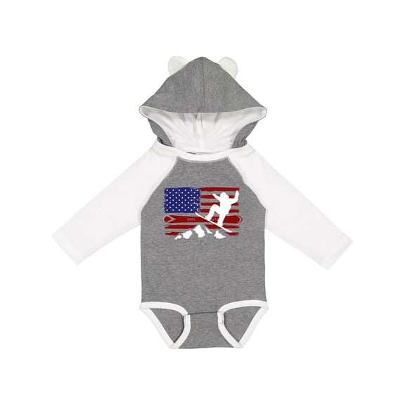 Inktastic Snowboarding US Flag Boys or Girls Long Sleeve Baby Bodysuit