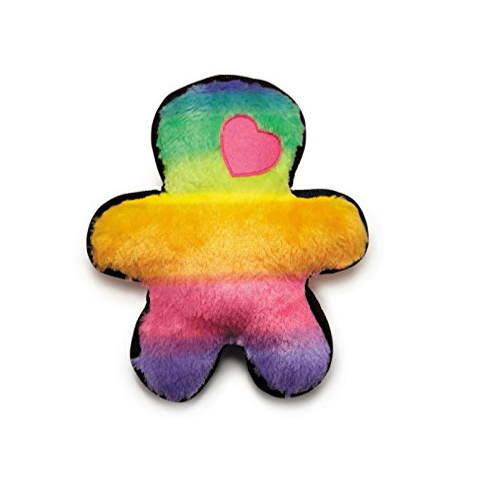 Plush Rainbow Dog Toys Soft Colorful Squeaker Ombre Choose Heart or