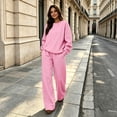 thumbnail image 6 of HKYNLAG Womens 2 Piece Sweatsuit Fall Sweat Outfits Lounge Sets 2026 Wide Leg Sweatpants Crew Neck Long Sleeve Tracksuit Pink 2XL, 6 of 7