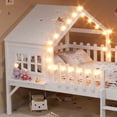 thumbnail image 3 of Bellemave Full Size Loft Bed with Slide and LED Lights, Wood House Roof Low Loft Beds Frame with Ladder, Under Bed Storage, No Box Spring Needed (White), 3 of 8