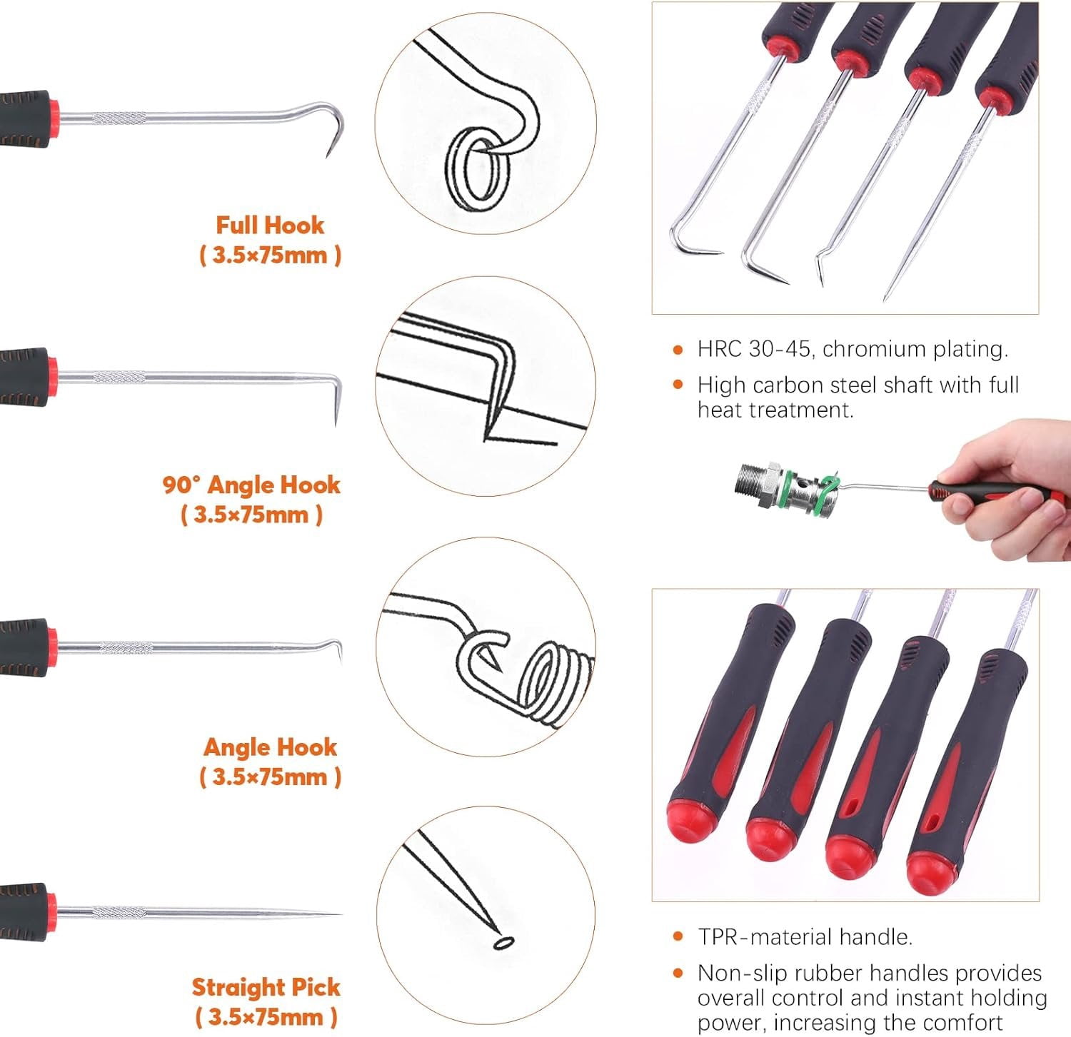8 count 9 Inch Snap Ring Pliers Heavy Duty Hook Tool Set Internal External Circlip Pliers Tool Kit Straight Bent Jaw Pliers for Automotive Ring Removal Retaining
