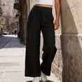 thumbnail image 6 of Dolkfu Straight-Leg Women'S Pants Minimalist Regular Black High-Waist Joggers Pants Solid Elastic Waist Modern Outdoor Pants Black,L, 6 of 6