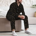 thumbnail image 7 of Naloa Gold Spiders And Cobwebs Men’s Pajamas Set - Long Sleeve Button Down Sleep Shirt and Pajama Bottoms Sleepwear Set-Large, 7 of 7