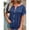 Blue, variant on BRGZLK Womens Tshirts Summer Trendy Solid Color V Neck Button Short Sleeve Trendy Loose Fit Comfy Shirt Blue XXXXL