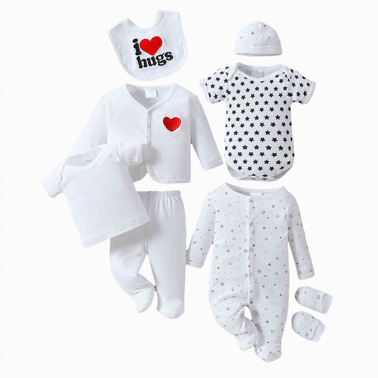 NOLDARES Baby Layette Gift Set , Newborn Boy Girl Gift Sets, Baby Clothes & Newborn Essentials Must-Have 8-Pieces Outfits(A071-White)