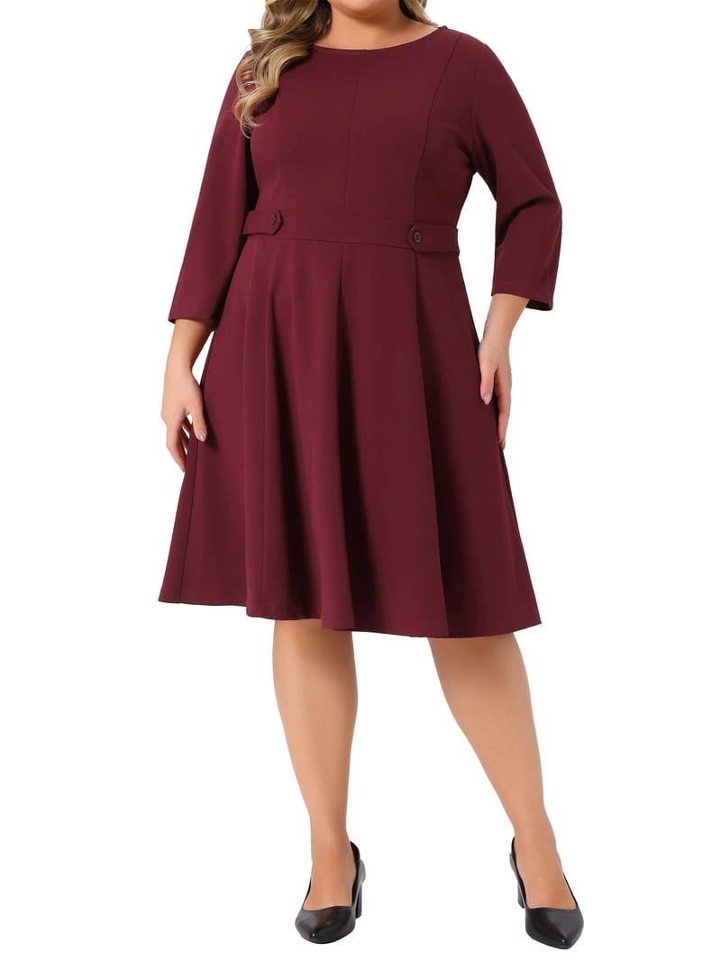 burgundy 50s dress Simple Burgundy 50s tea length Dress