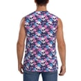 thumbnail image 4 of Pofeuu Skull Flower Blue Print Men's Muscle T-Shirt, Sleeveless, Muscle Tank, Classic Muscle Tee Top For Men Casual Sleeveless Muscle T-Shirt Trendy Clothes-Large, 4 of 7